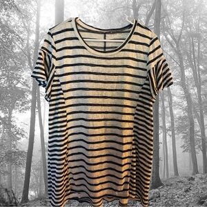 Women’s Lane Bryant Navy and Cream Contrast Stripe Tunic Shirt, Size 14/16